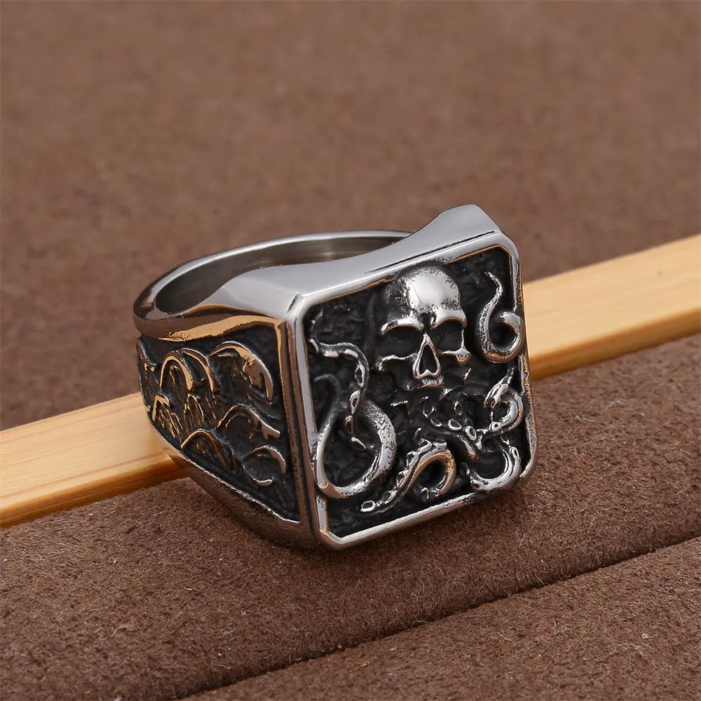 Octopus Skull Stainless Steel Ring