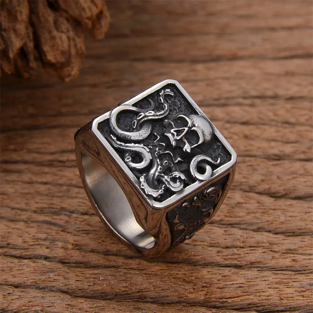 Octopus Skull Stainless Steel Ring