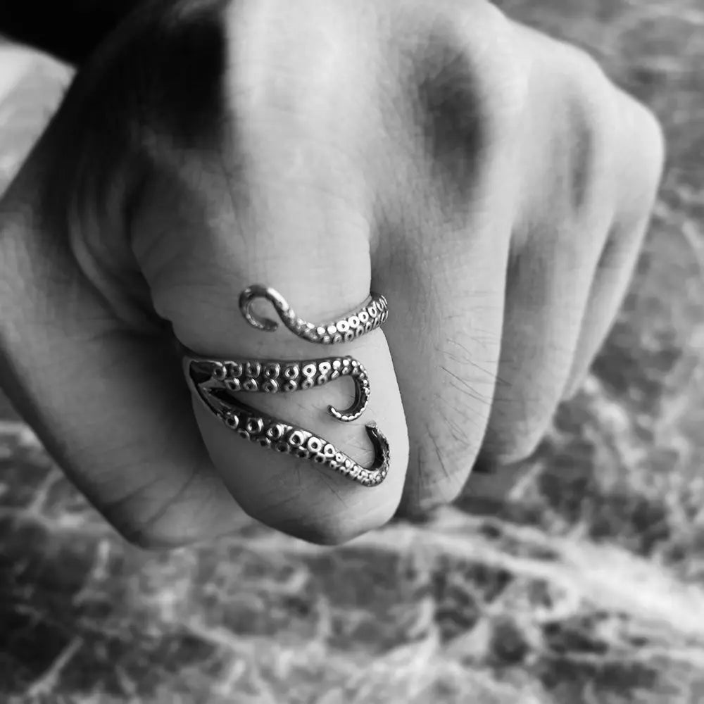 Octopus Tentacle Stainless Steel Animal Ring