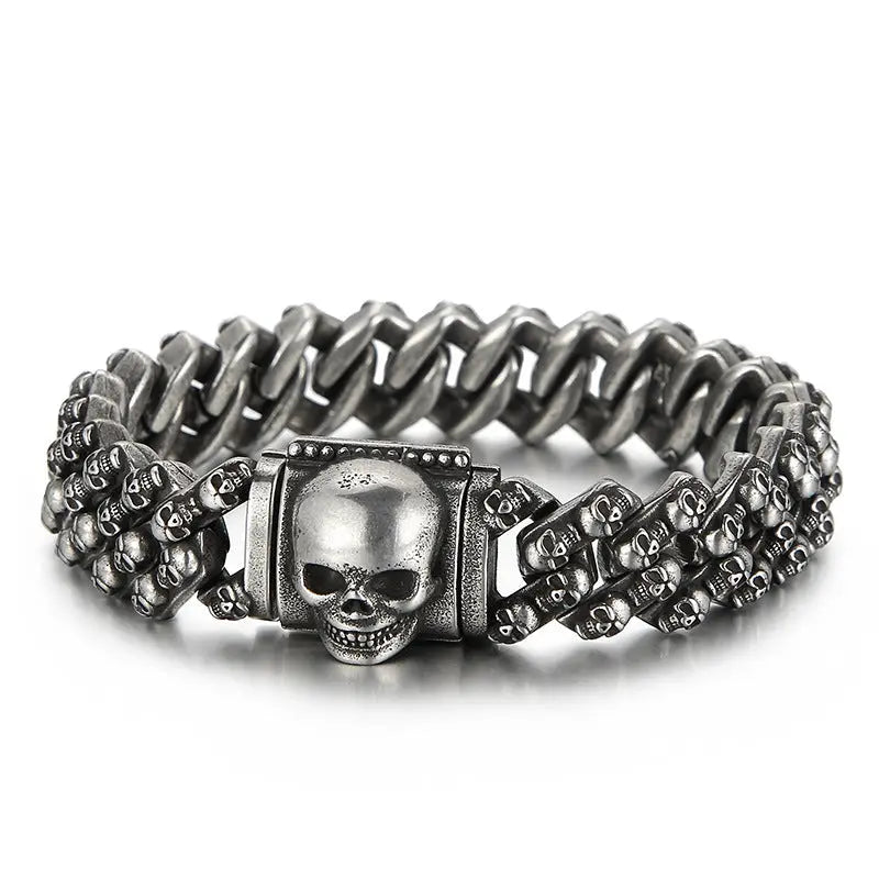 Open Box Skull Clasp Stainless Steel Bracelet