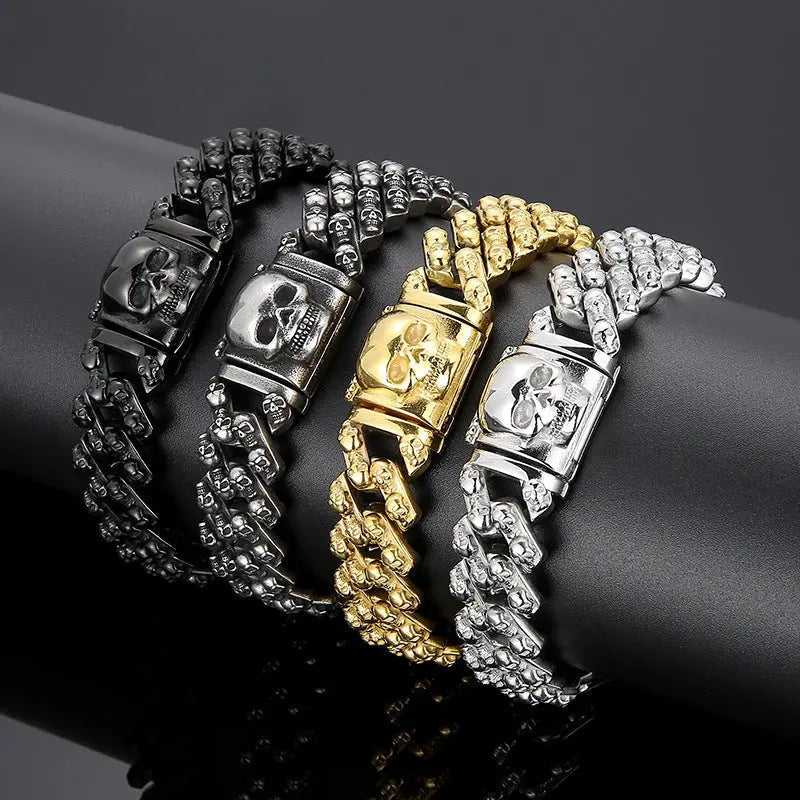 Open Box Skull Clasp Stainless Steel Bracelet