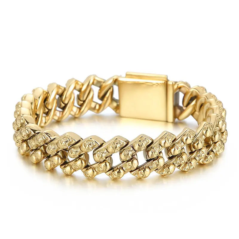 Open Box Skull Clasp Stainless Steel Bracelet