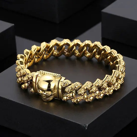 Open Box Skull Clasp Stainless Steel Bracelet