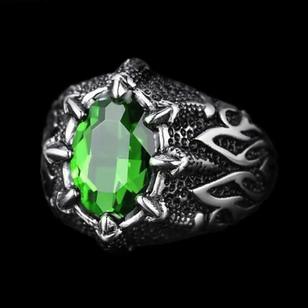 Oval Gemstone Stainless Steel Ring