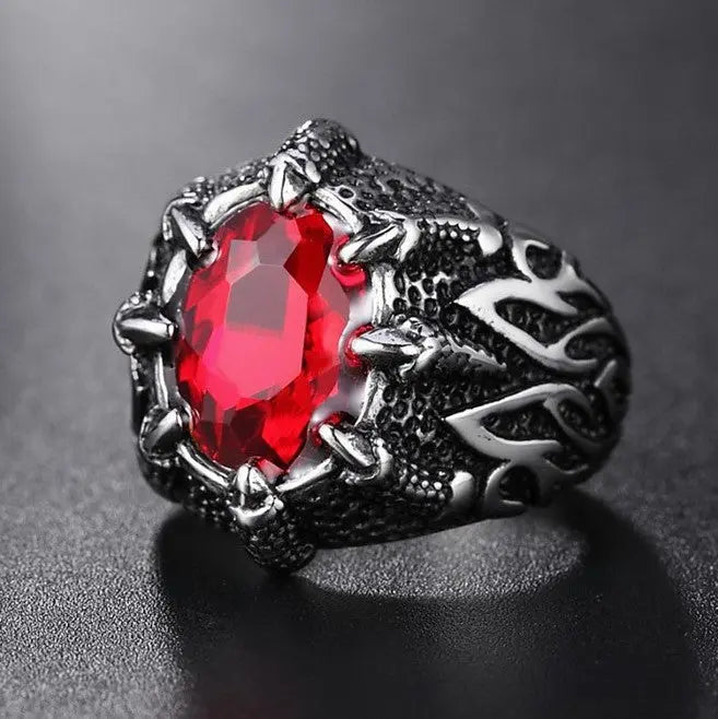 Oval Gemstone Stainless Steel Ring