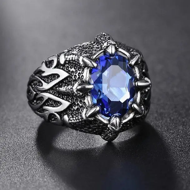 Oval Gemstone Stainless Steel Ring