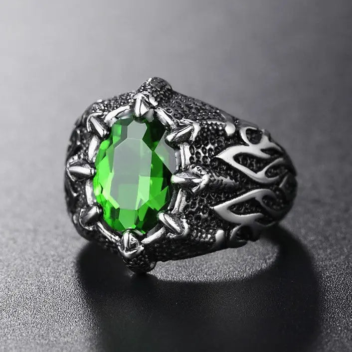 Oval Gemstone Stainless Steel Ring