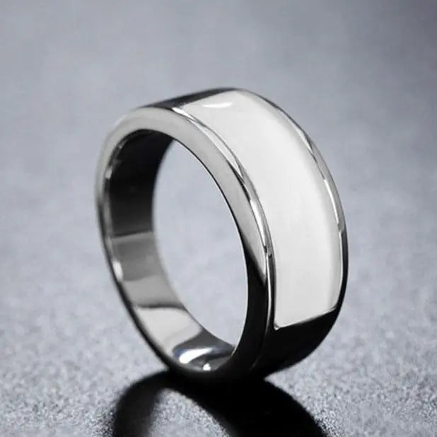 Parts Embedded Gemstone Stainless Steel Ring Band