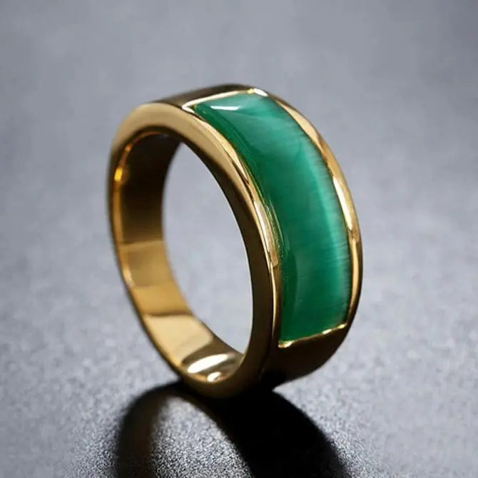 Parts Embedded Gemstone Stainless Steel Ring Band