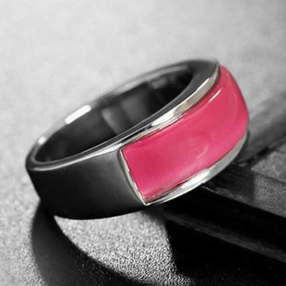 Parts Embedded Gemstone Stainless Steel Ring Band