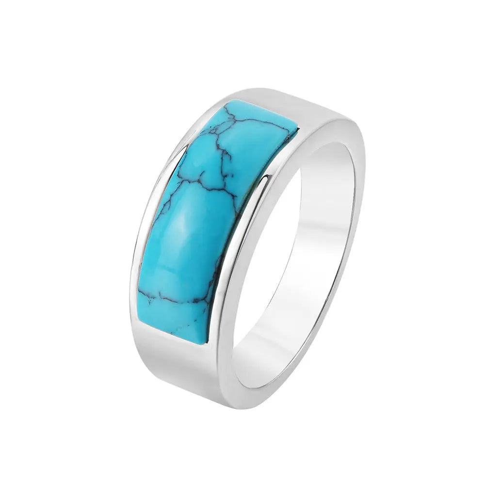 Parts Embedded Gemstone Stainless Steel Ring Band