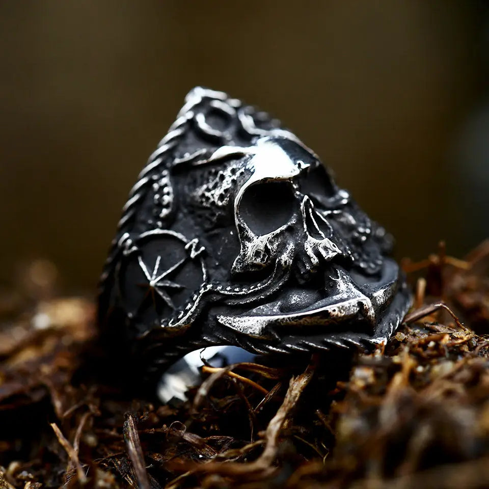 Pirate Anchor Stainless Steel Compass Ring