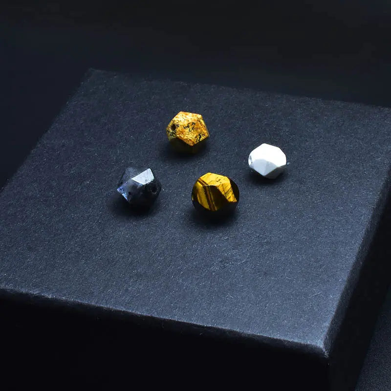 Polyhedron Natural Stone Bead Box Chain Bracelet