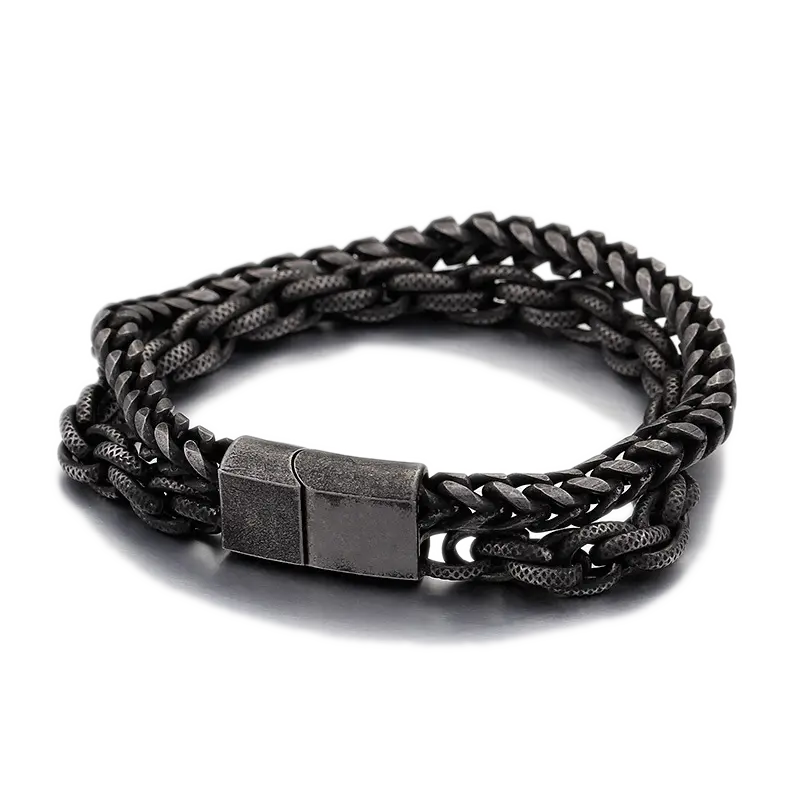 Punk Blackened Stainless Steel Braided Bracelet