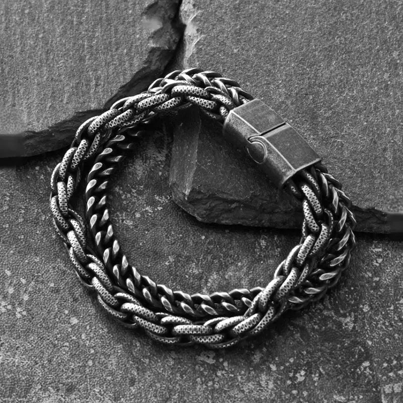 Punk Blackened Stainless Steel Braided Bracelet