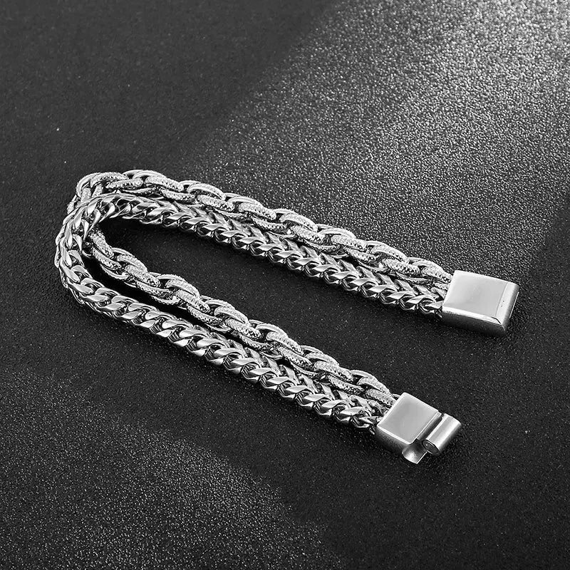 Punk Blackened Stainless Steel Braided Bracelet