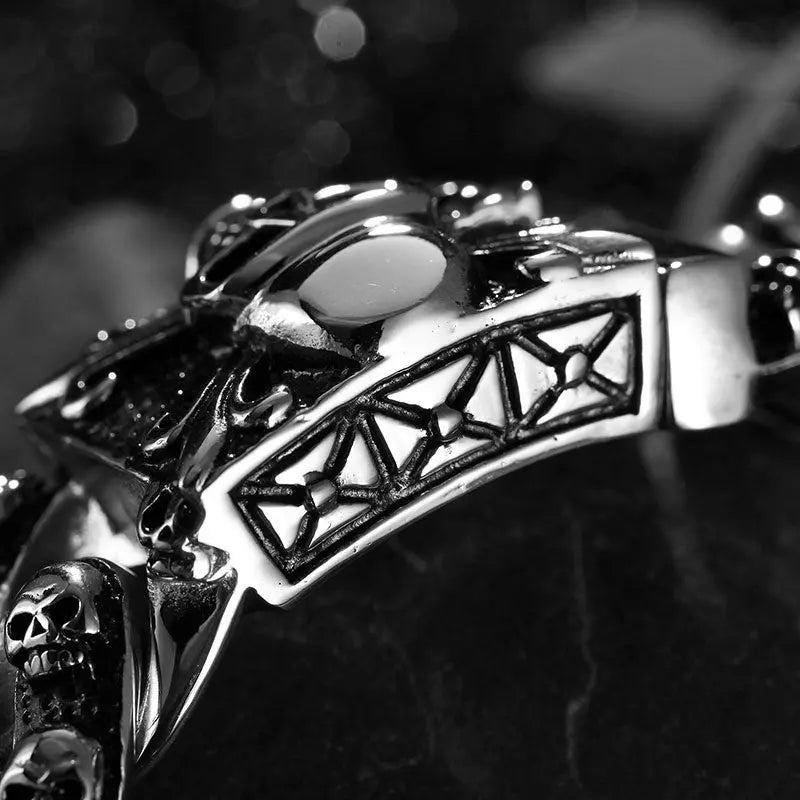 Punk Skull Curb Link Stainless Steel Bracelet