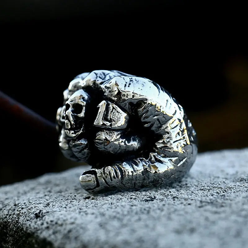 Punk Skull Fist Stainless Steel Rings
