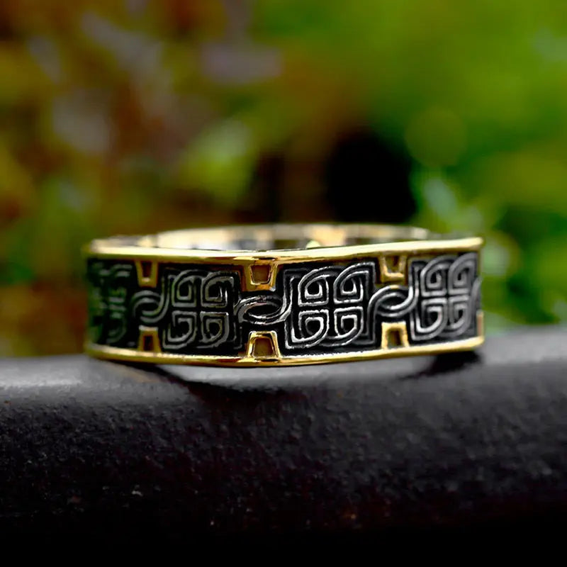 Quadrilateral Pattern Stainless Steel Ring