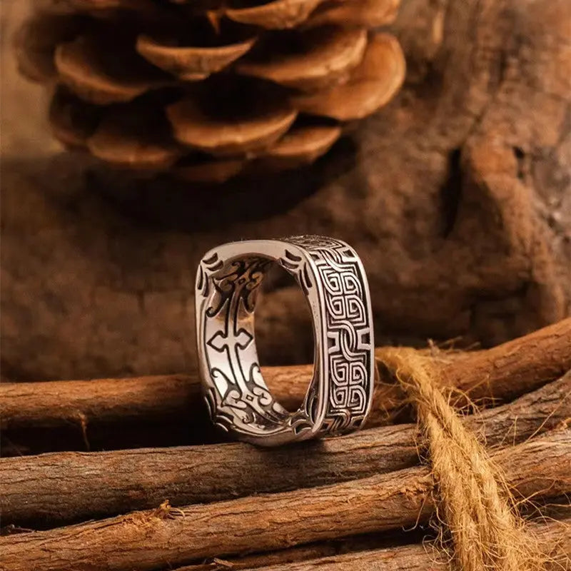 Quadrilateral Pattern Sterling Silver Ring