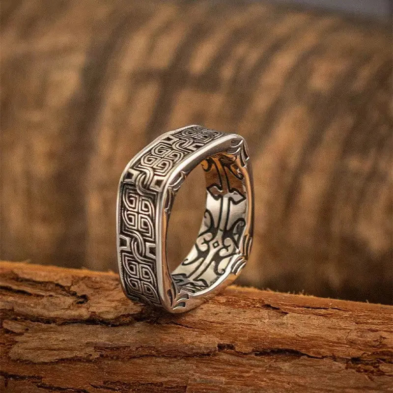 Quadrilateral Pattern Sterling Silver Ring