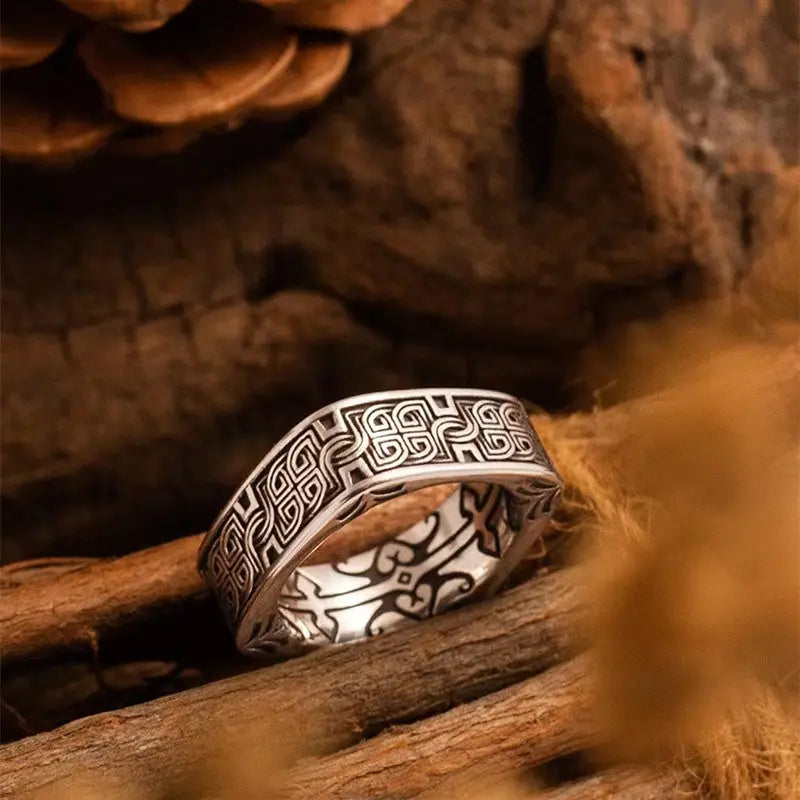 Quadrilateral Pattern Sterling Silver Ring
