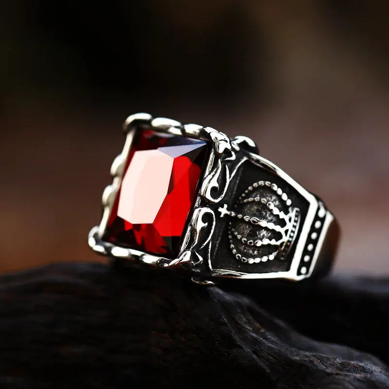 Radiant Cut Gemstone Crown Style Ring