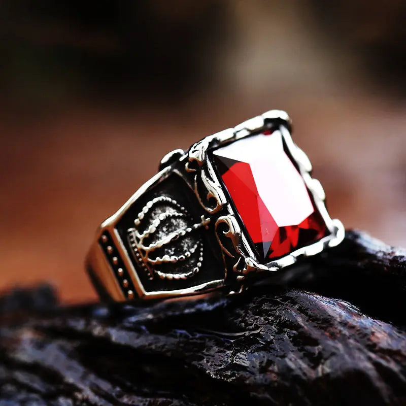 Radiant Cut Gemstone Crown Style Ring