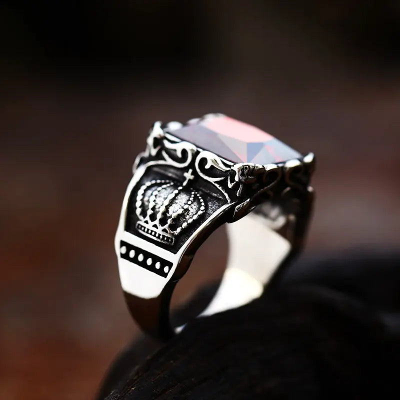 Radiant Cut Gemstone Crown Style Ring