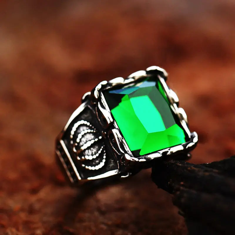 Radiant Cut Gemstone Crown Style Ring