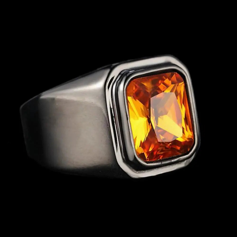 Radiant Cut Gemstone Black Band Ring