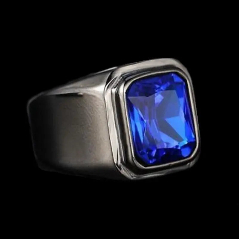 Radiant Cut Gemstone Black Band Ring