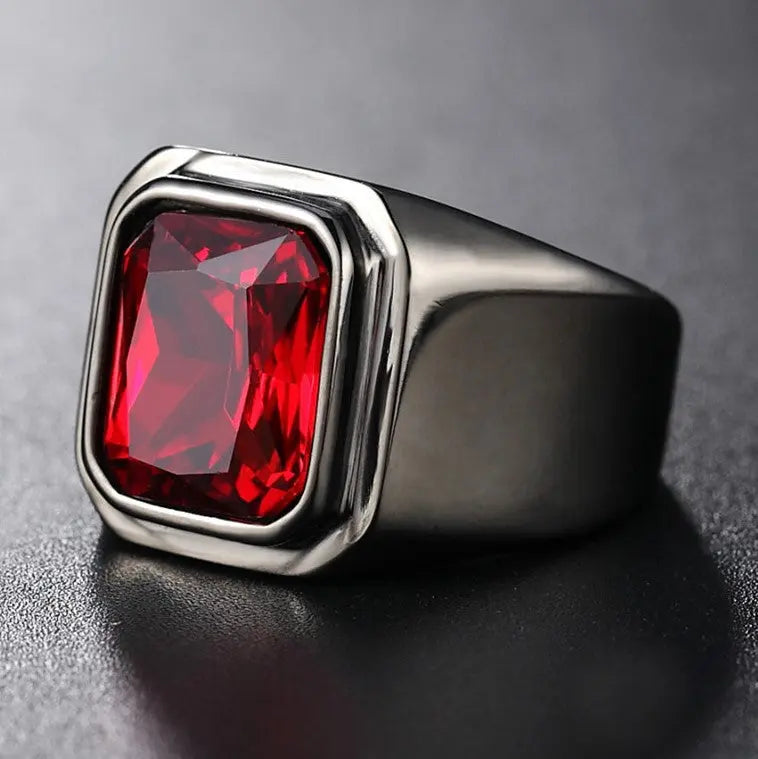 Radiant Cut Gemstone Black Band Ring