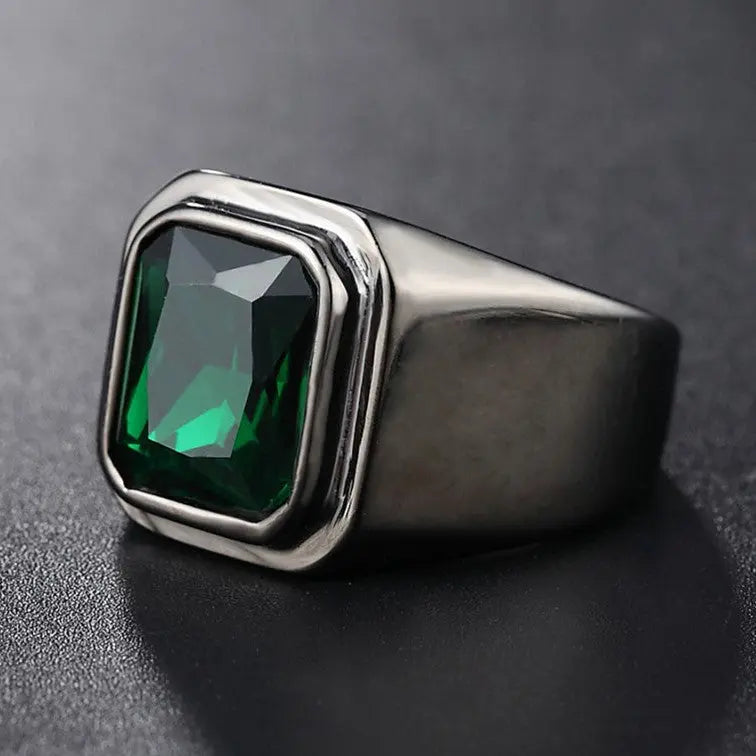 Radiant Cut Gemstone Black Band Ring