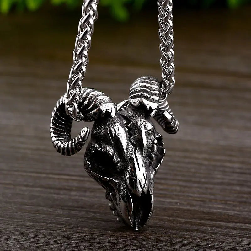 Ram Head Skull Stainless Steel Pendant
