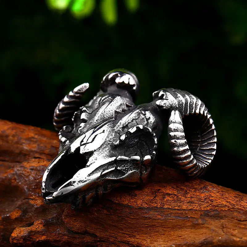 Ram Head Skull Stainless Steel Pendant