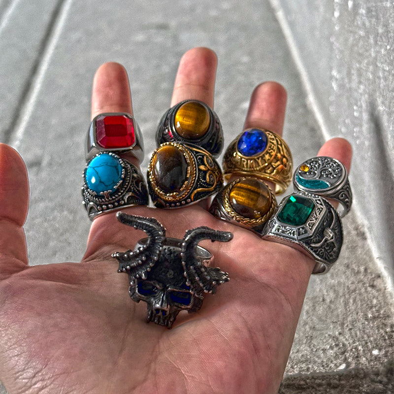 Ram Horn Skull Stainless Steel Ring