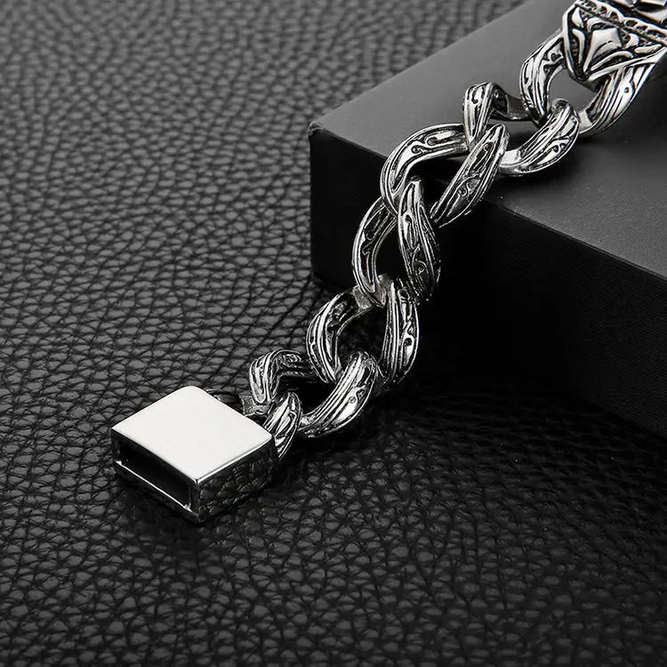 Rattan Chain Style Stainless Steel Cross Bracelet