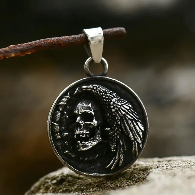 Raven And Skull Stainless Steel Ring