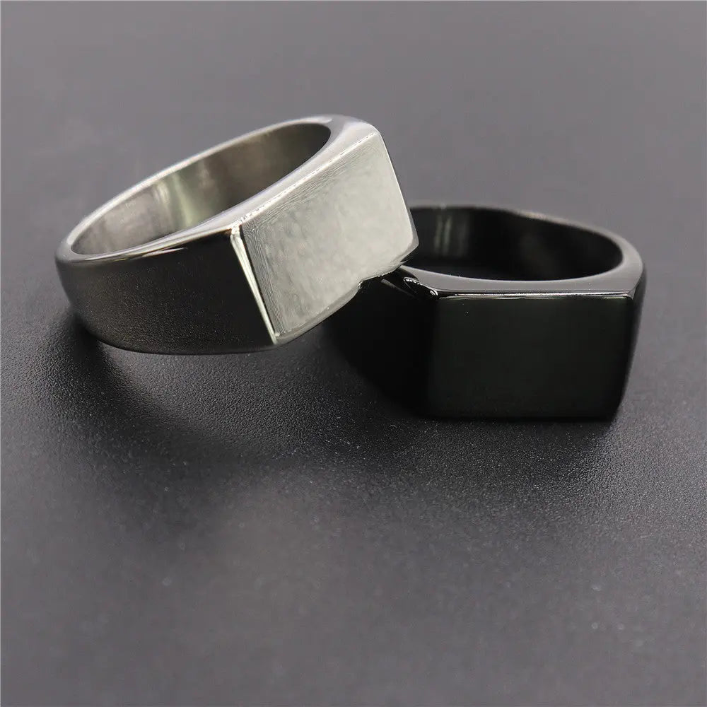 Rectangular Mirror Stainless Steel Ring