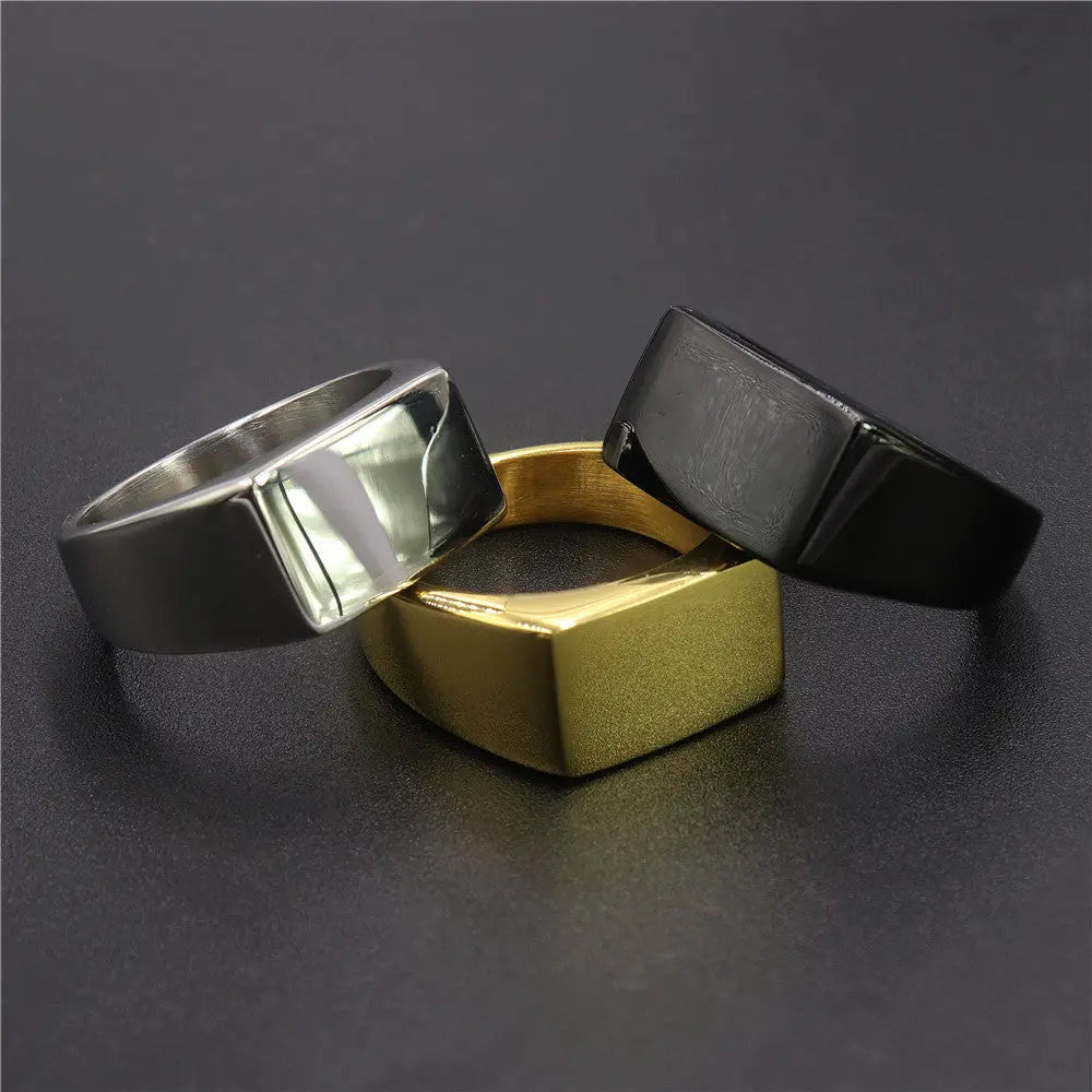 Rectangular Mirror Stainless Steel Ring