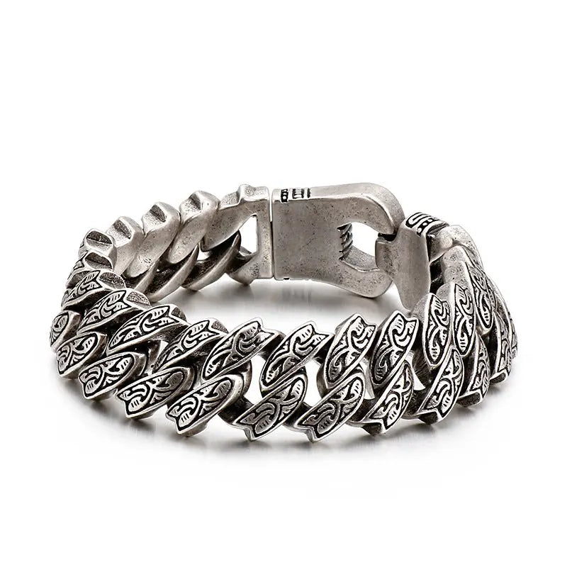Retro Punk Floral Stainless Steel Bracelet
