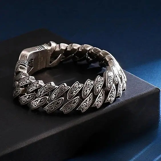 Retro Punk Floral Stainless Steel Bracelet
