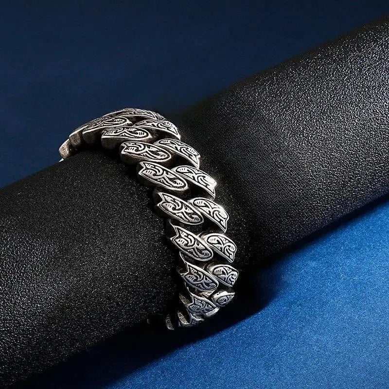 Retro Punk Floral Stainless Steel Bracelet
