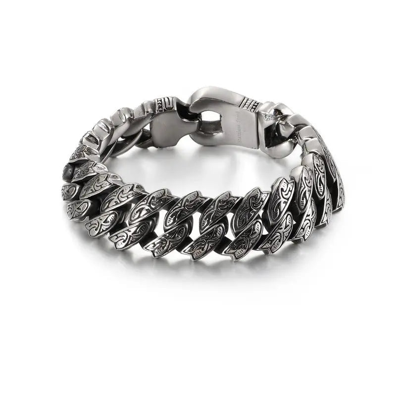 Retro Punk Floral Stainless Steel Bracelet