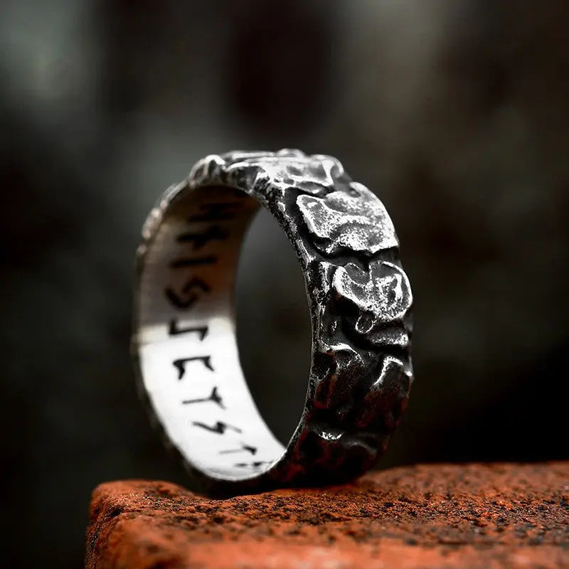 Retro Rock Viking Runes Stainless Steel Ring