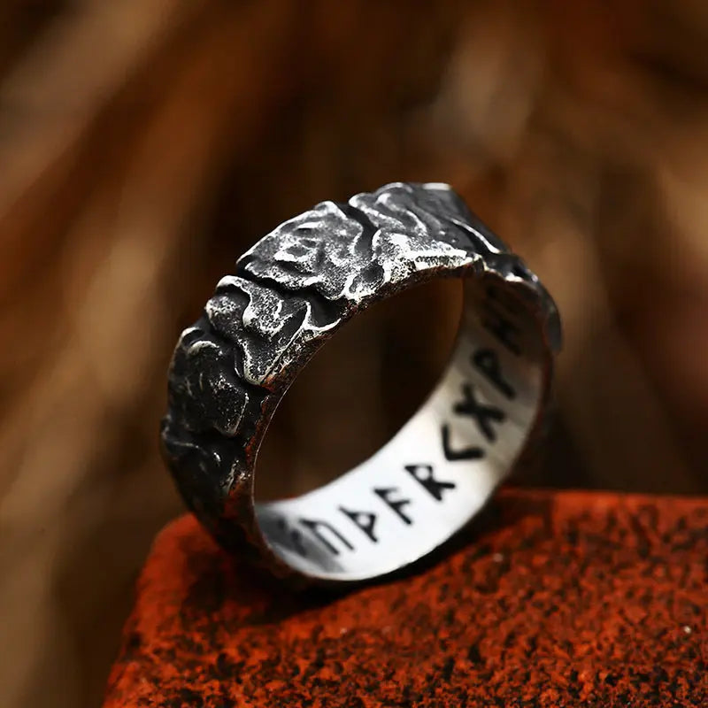 Retro Rock Viking Runes Stainless Steel Ring
