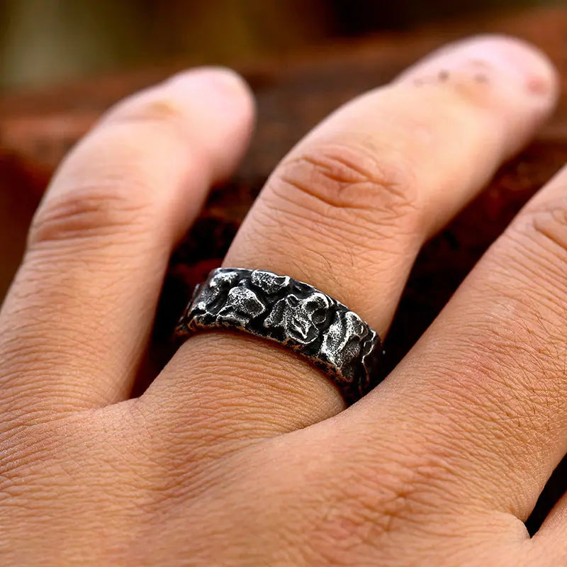 Retro Rock Viking Runes Stainless Steel Ring