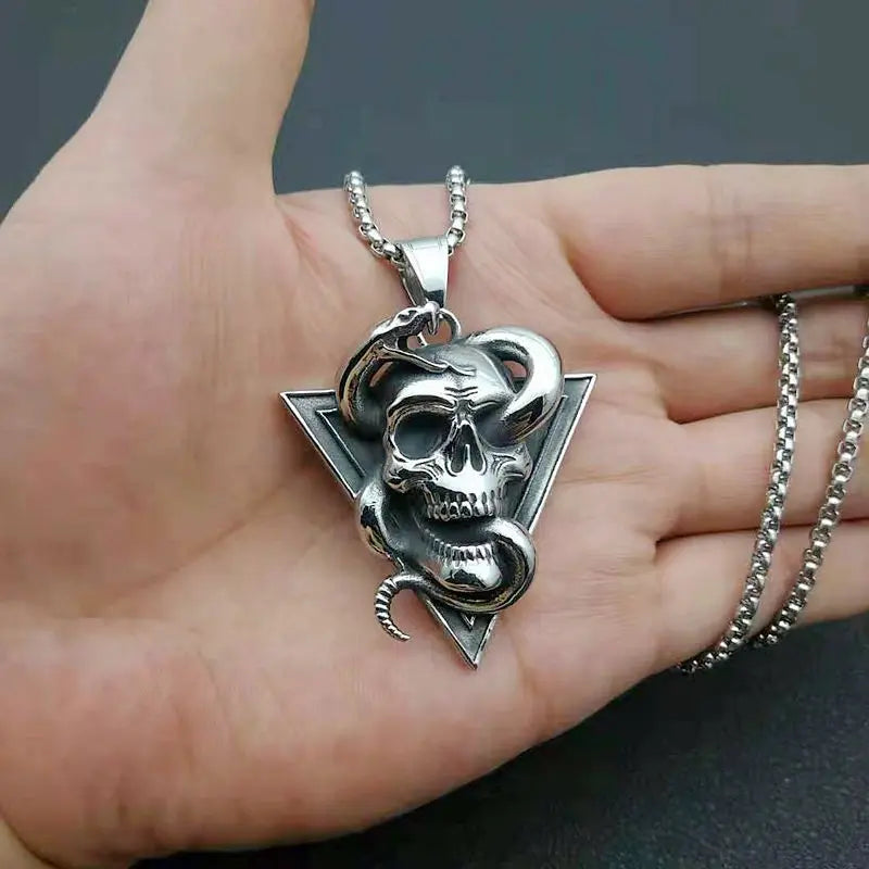 Retro Skull and Snake Punk Style Pendant