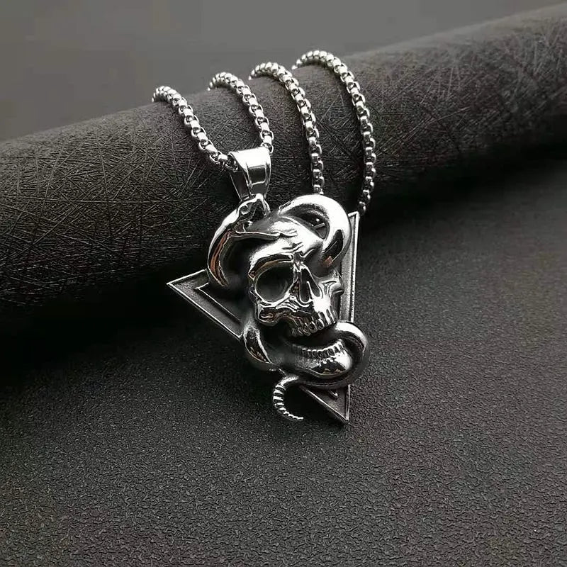 Retro Skull and Snake Punk Style Pendant
